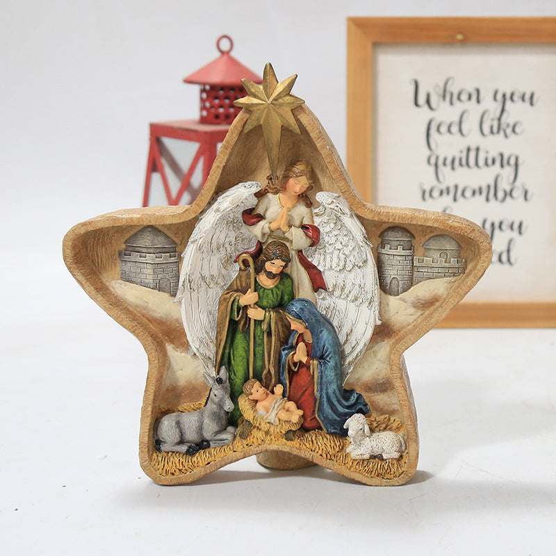 Resin Crafts Christian Nativity Decorative Desk top Ornament