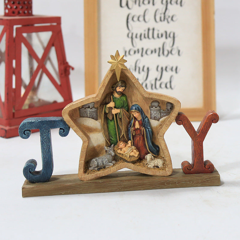 Resin Crafts Christian Nativity Decorative Desk top Ornament