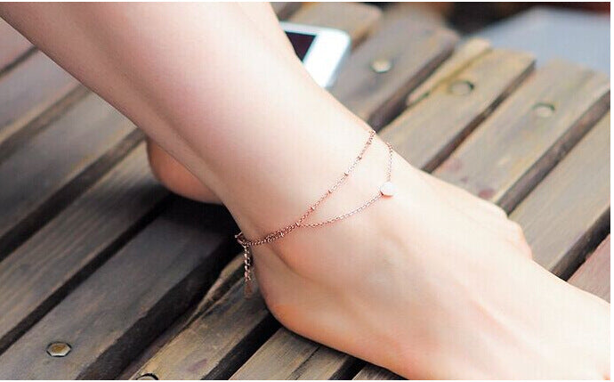 Allô Double Loving Beach Heart Anklet European Peach Foot Ornament