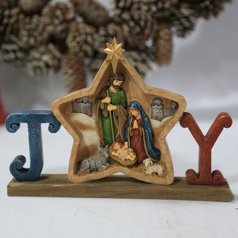 Resin Crafts Christian Nativity Decorative Desk top Ornament